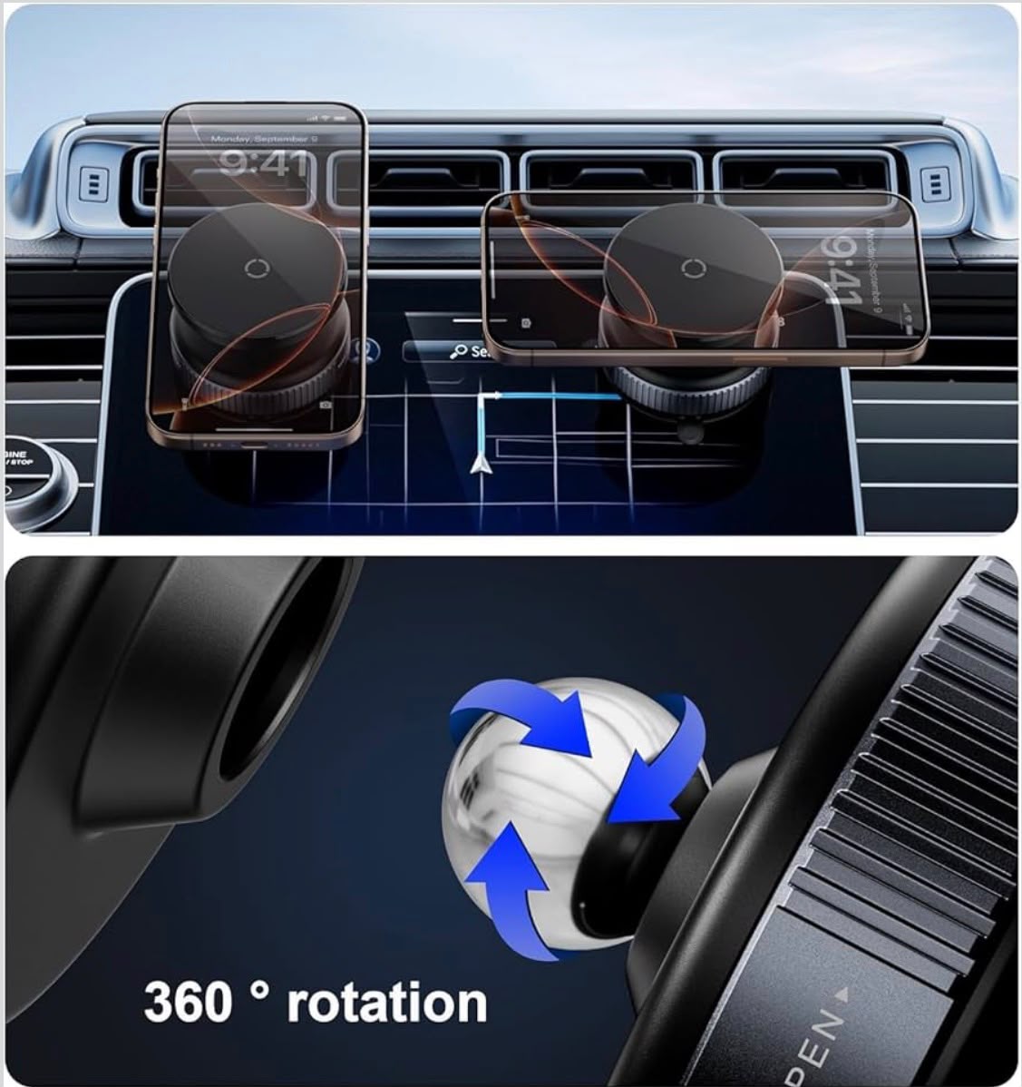 360° Magnetic Vacuum Phone Holder for Car